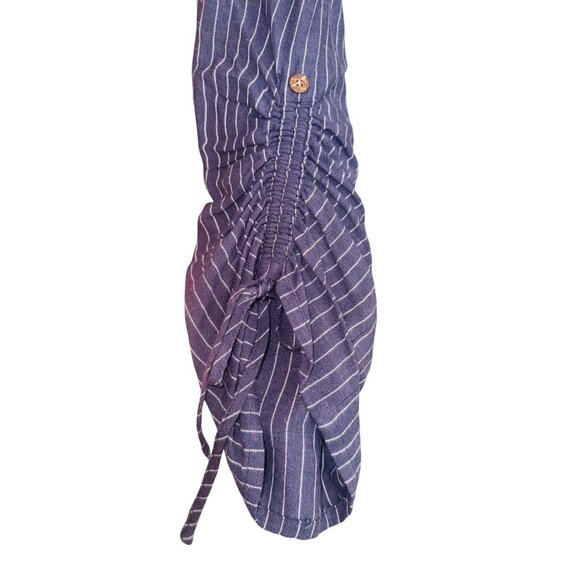 John Mark Workshop Chambray Peasant Top Grey L Embroidered Bell Sleeves Boho - Picture 10 of 12